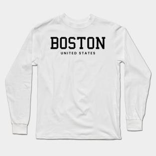 Boston Massachusetts United States Vintage Minimalist Boston Massachusetts State Name Sport Design Tees Long Sleeve T-Shirt